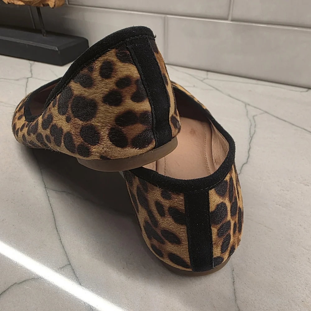 Madewell The Reid Ballet Flat In Leopard Calf Hair Size 10
